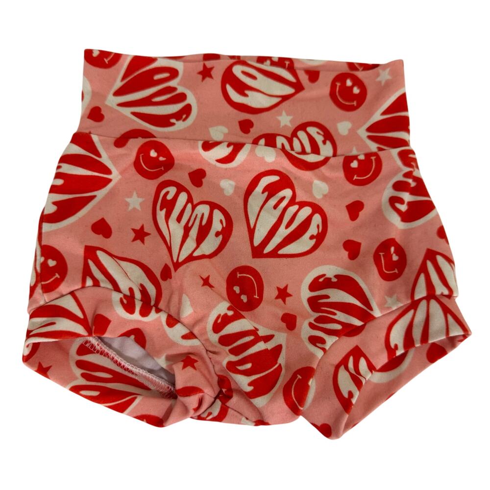 Love Charlotte Pink Hearts Valentines Bummies Shorts Size 6-9 Months